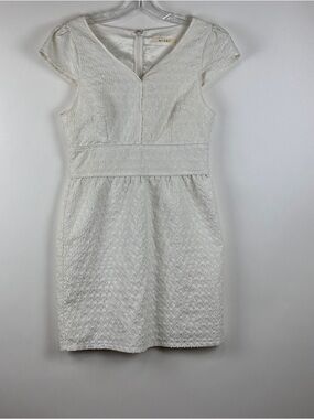 Textured Sheath Dress Womens V Neck Cap Sleeve Work Office Dress Size M